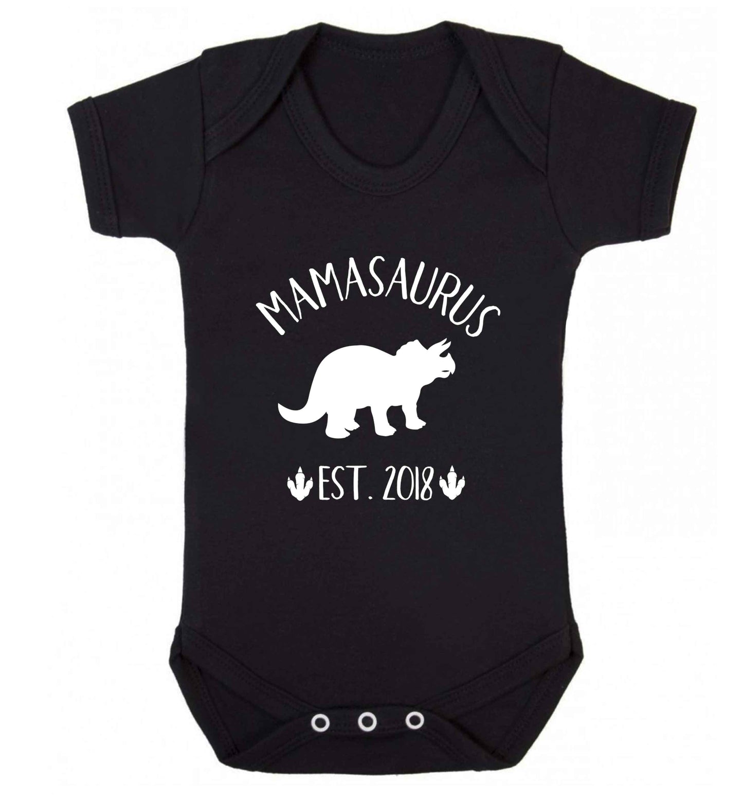 Personalised mamasaurus date baby vest black 18-24 months