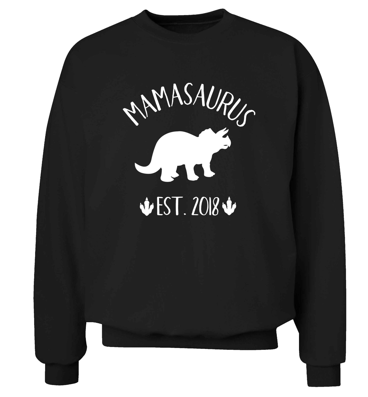 Personalised mamasaurus date adult's unisex black sweater 2XL