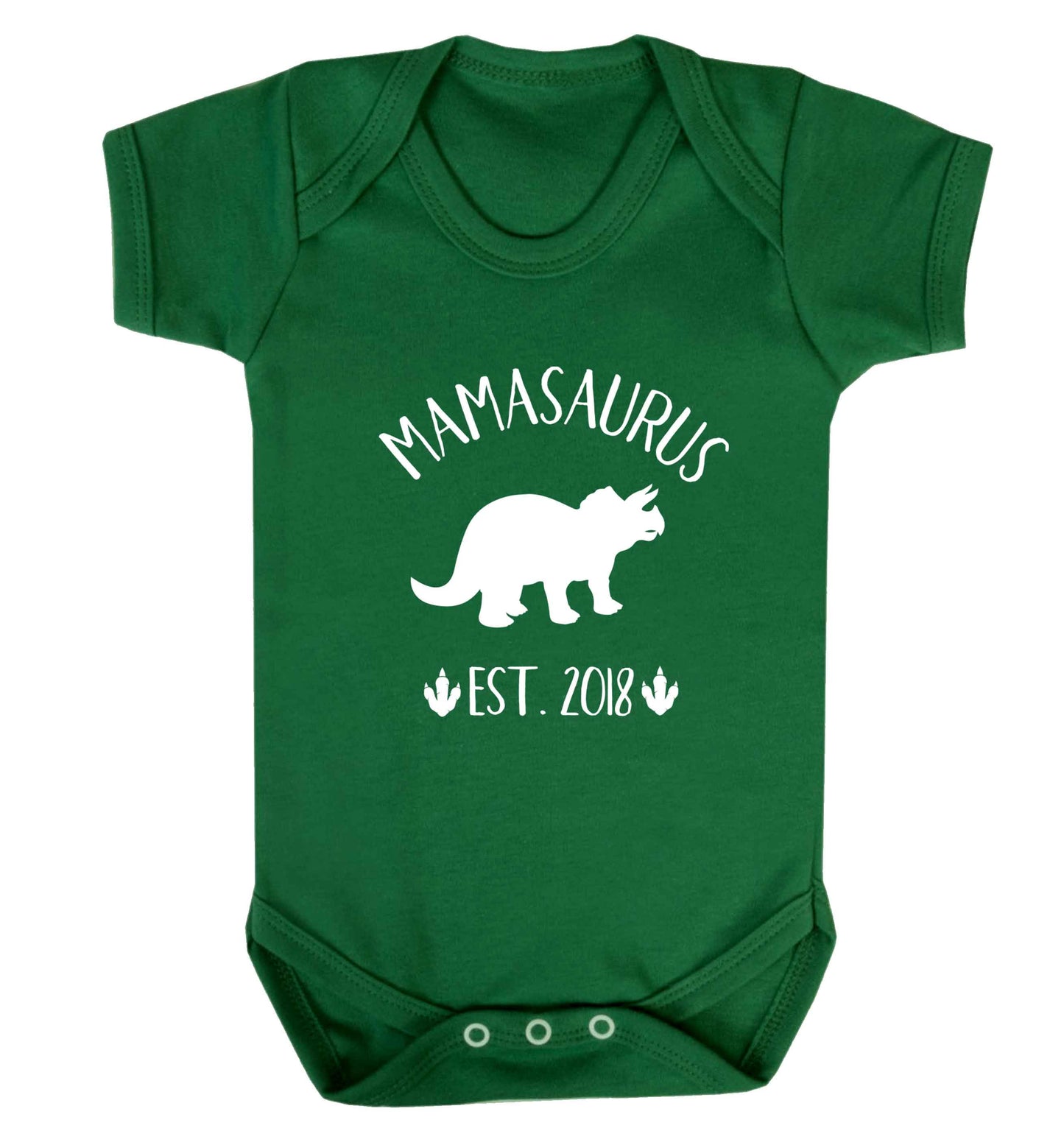 Personalised mamasaurus date baby vest green 18-24 months