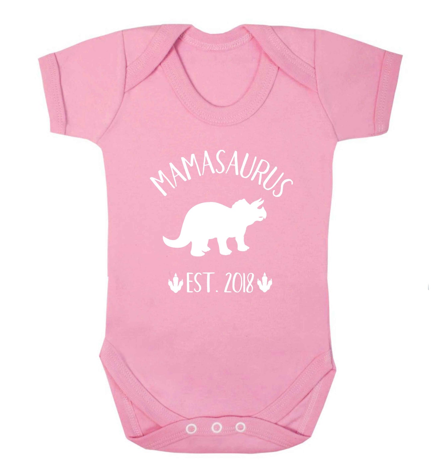 Personalised mamasaurus date baby vest pale pink 18-24 months