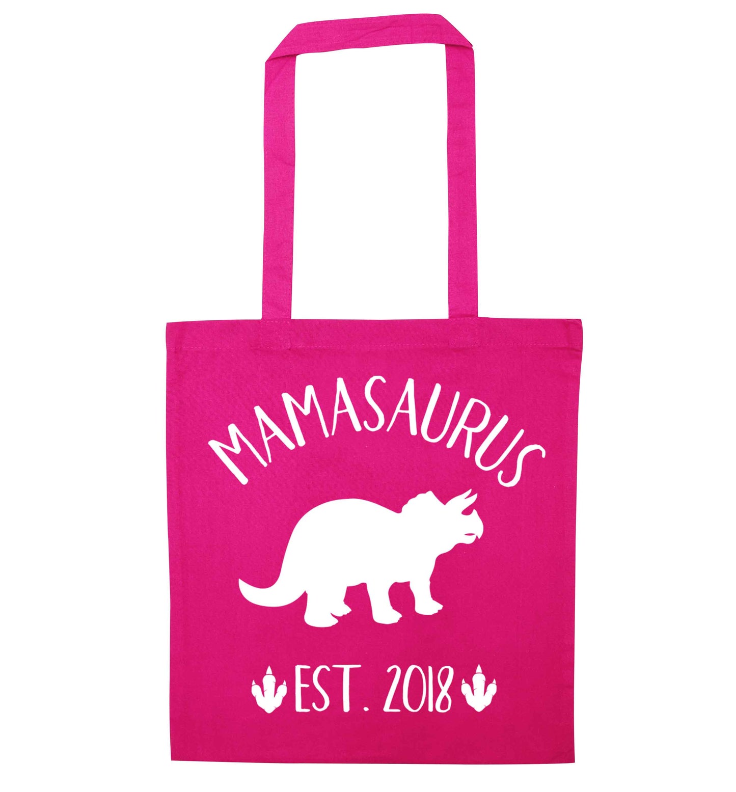 Personalised mamasaurus date pink tote bag
