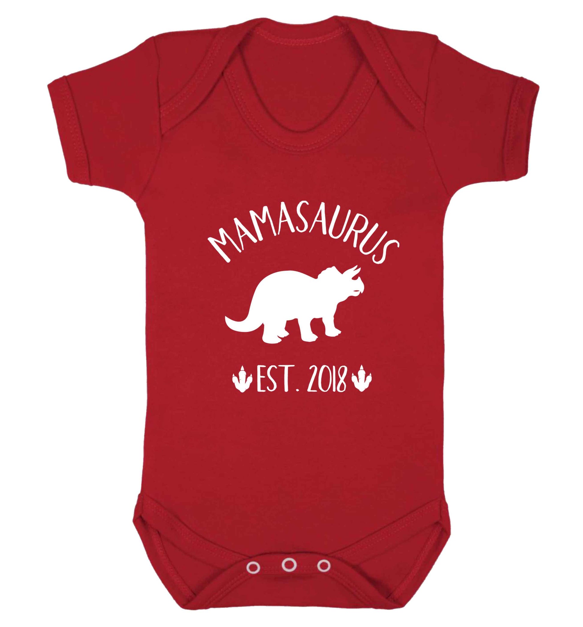 Personalised mamasaurus date baby vest red 18-24 months