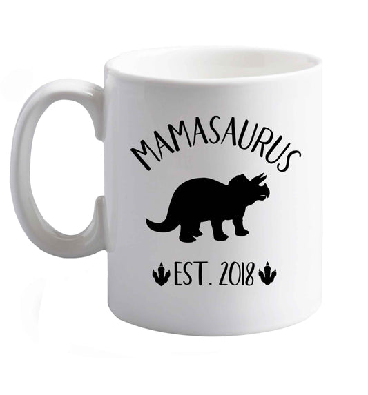 10 oz Personalised mamasaurus date ceramic mug right handed