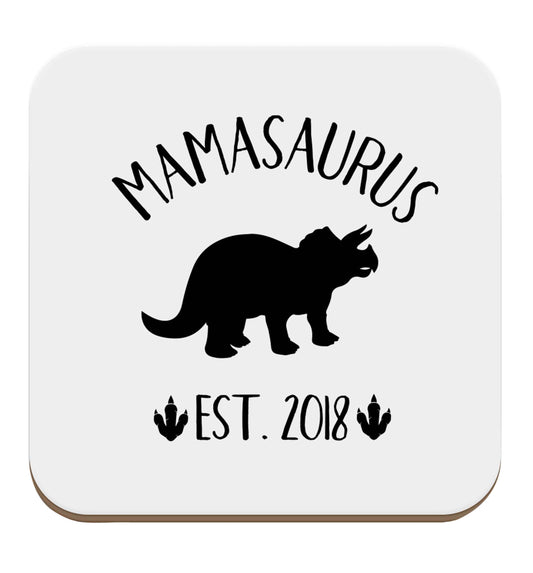 Personalised mamasaurus date set of four coasters