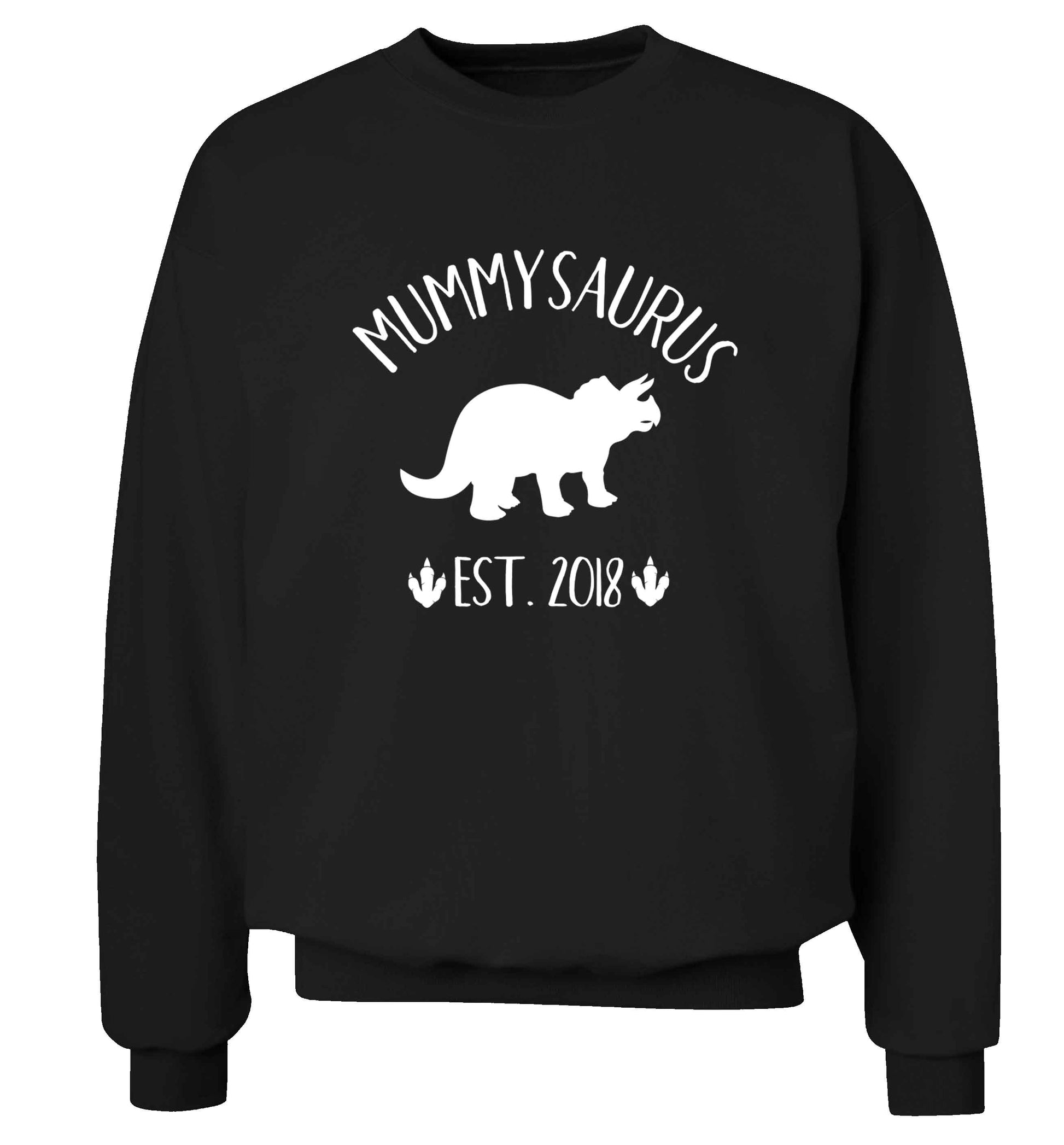 Personalised mummysaurus date adult's unisex black sweater 2XL