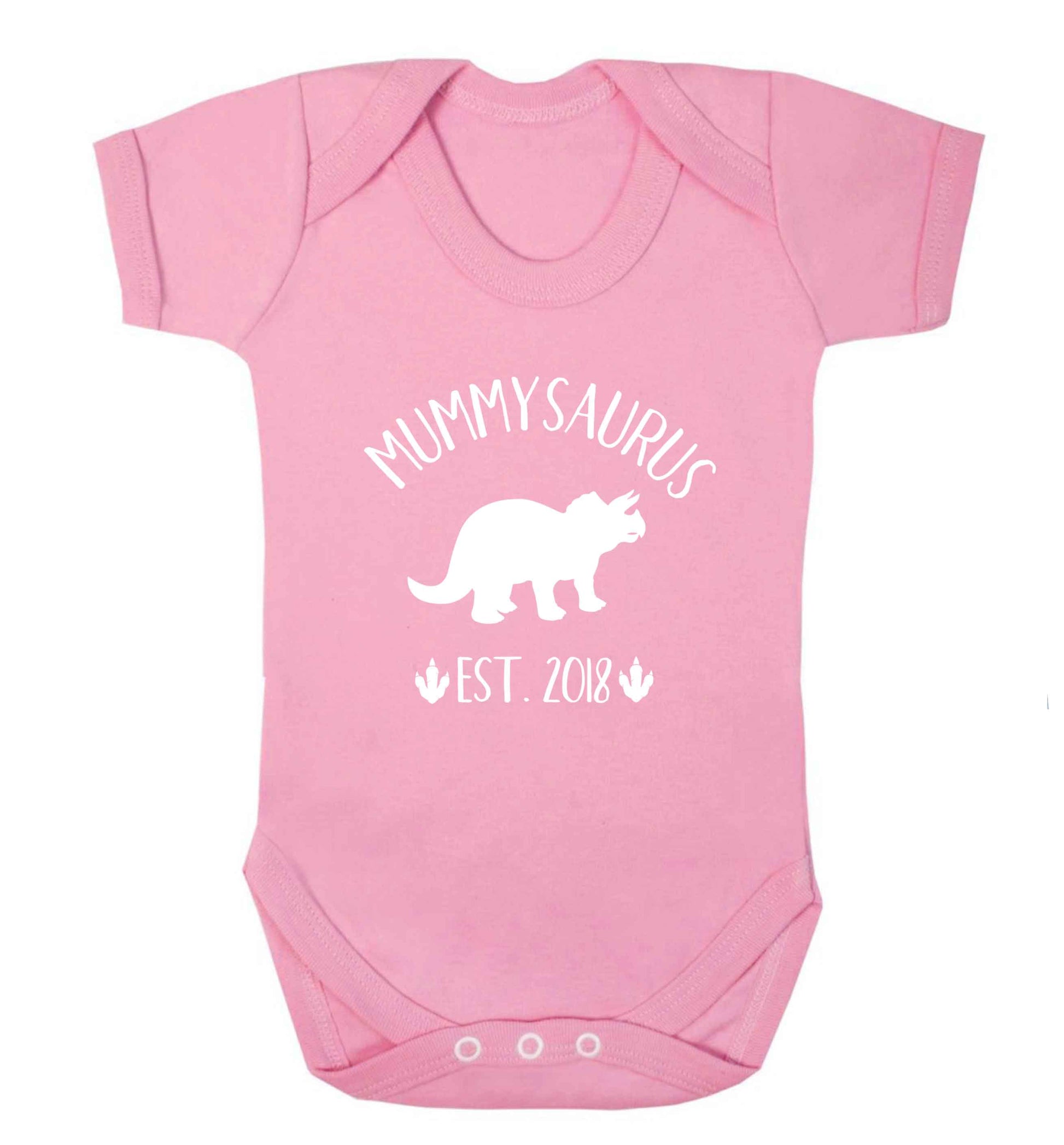 Personalised mummysaurus date baby vest pale pink 18-24 months