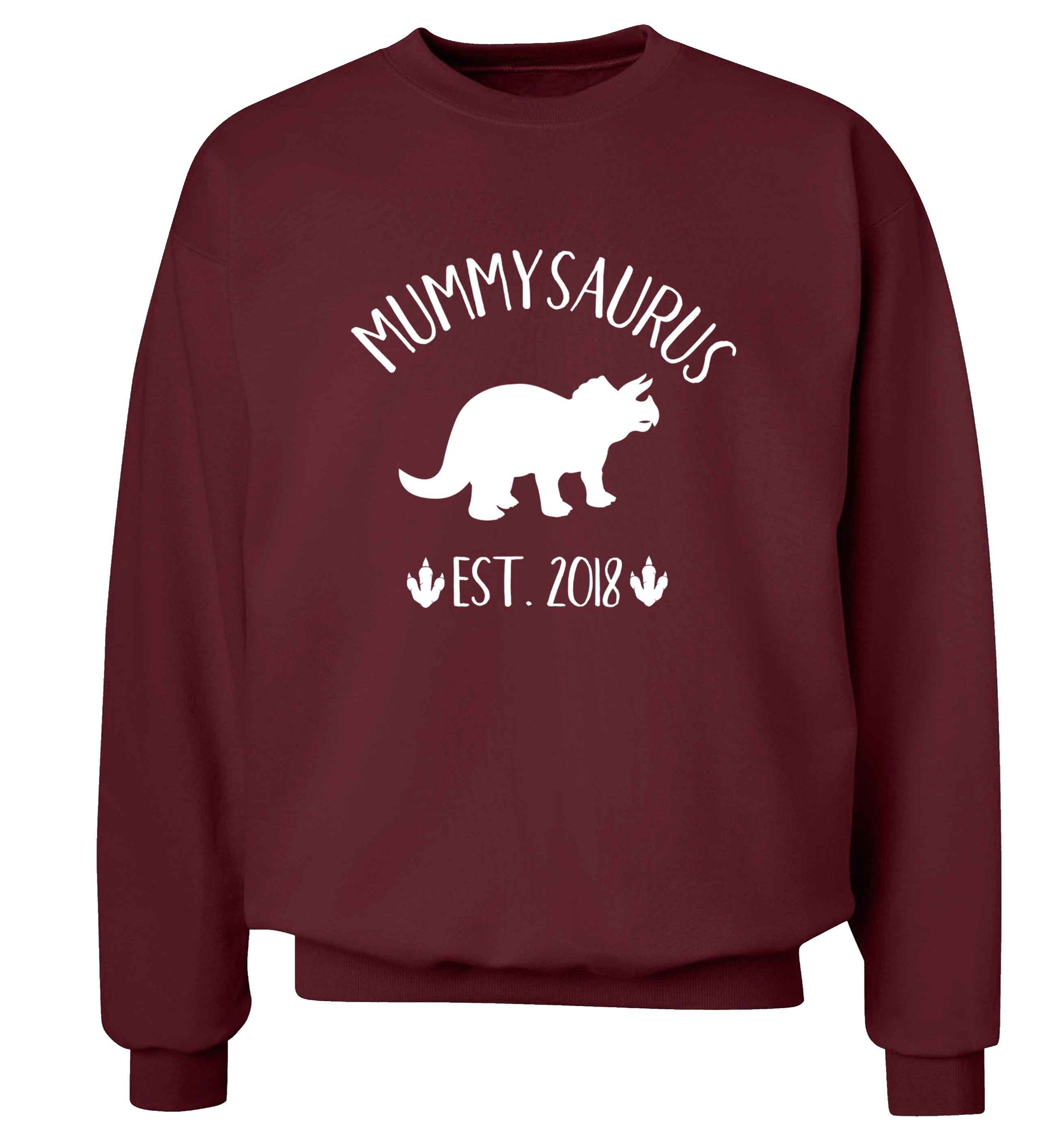 Personalised mummysaurus date adult's unisex maroon sweater 2XL