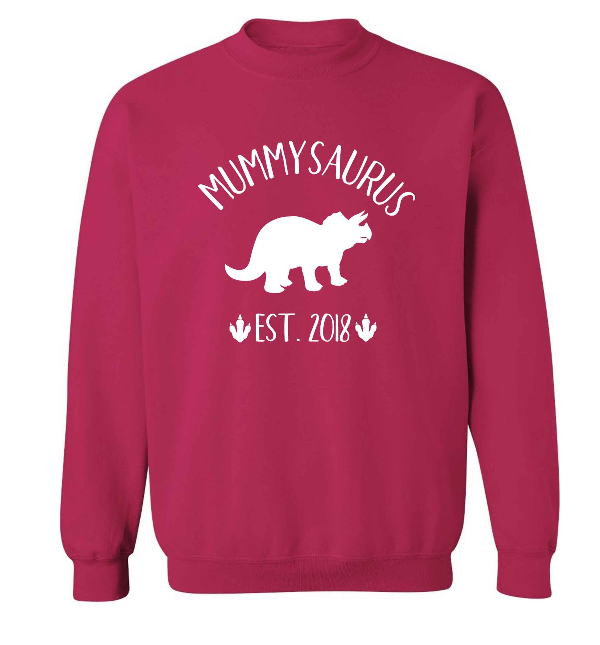 Personalised mummysaurus date adult's unisex pink sweater 2XL