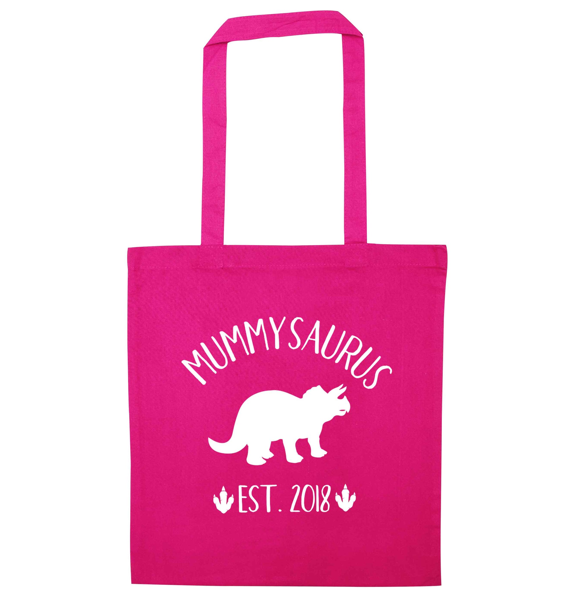 Personalised mummysaurus since (custom date) pink tote bag