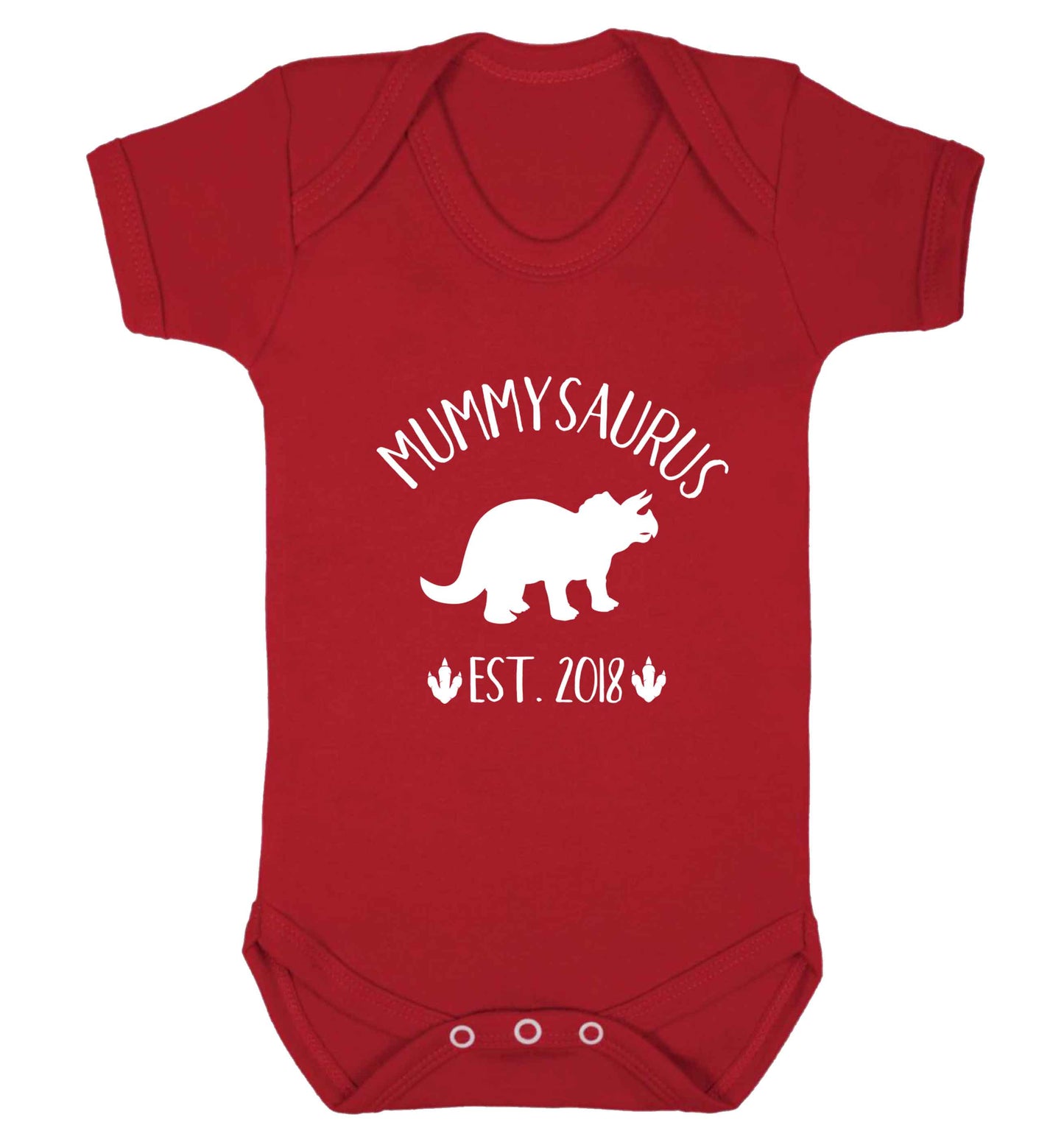 Personalised mummysaurus date baby vest red 18-24 months