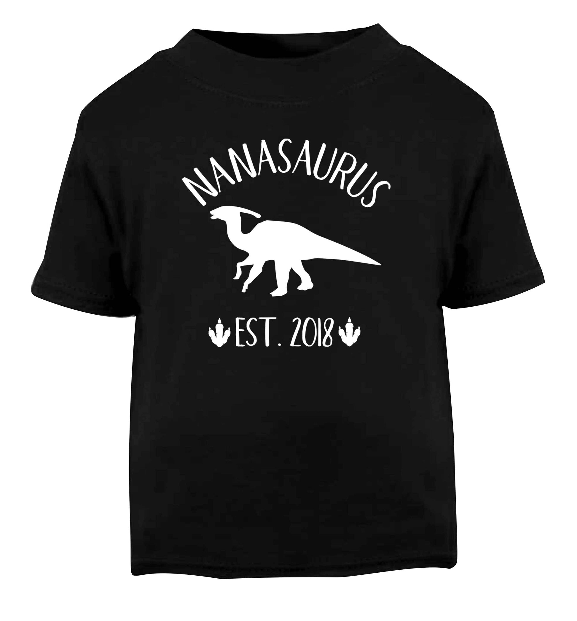 Personalised nanasaurus since (custom date) Black Baby Toddler Tshirt 2 years