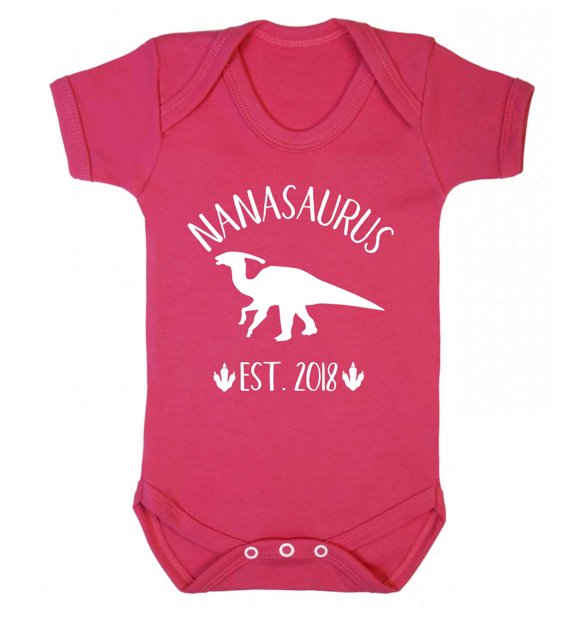 Personalised nanasaurus since (custom date) Baby Vest dark pink 18-24 months