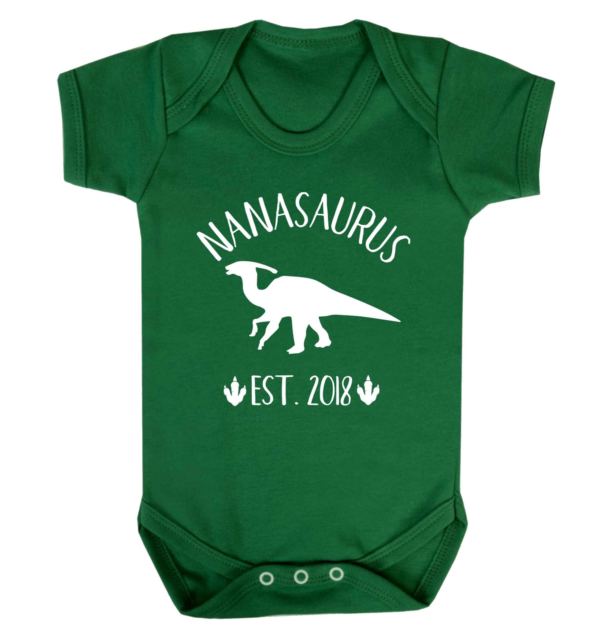 Personalised nanasaurus since (custom date) Baby Vest green 18-24 months