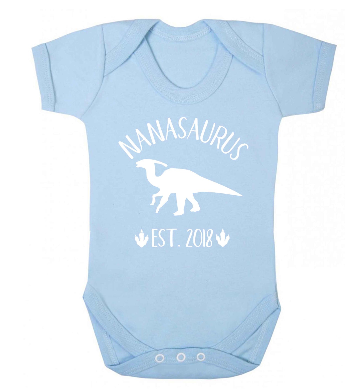 Personalised nanasaurus since (custom date) Baby Vest pale blue 18-24 months