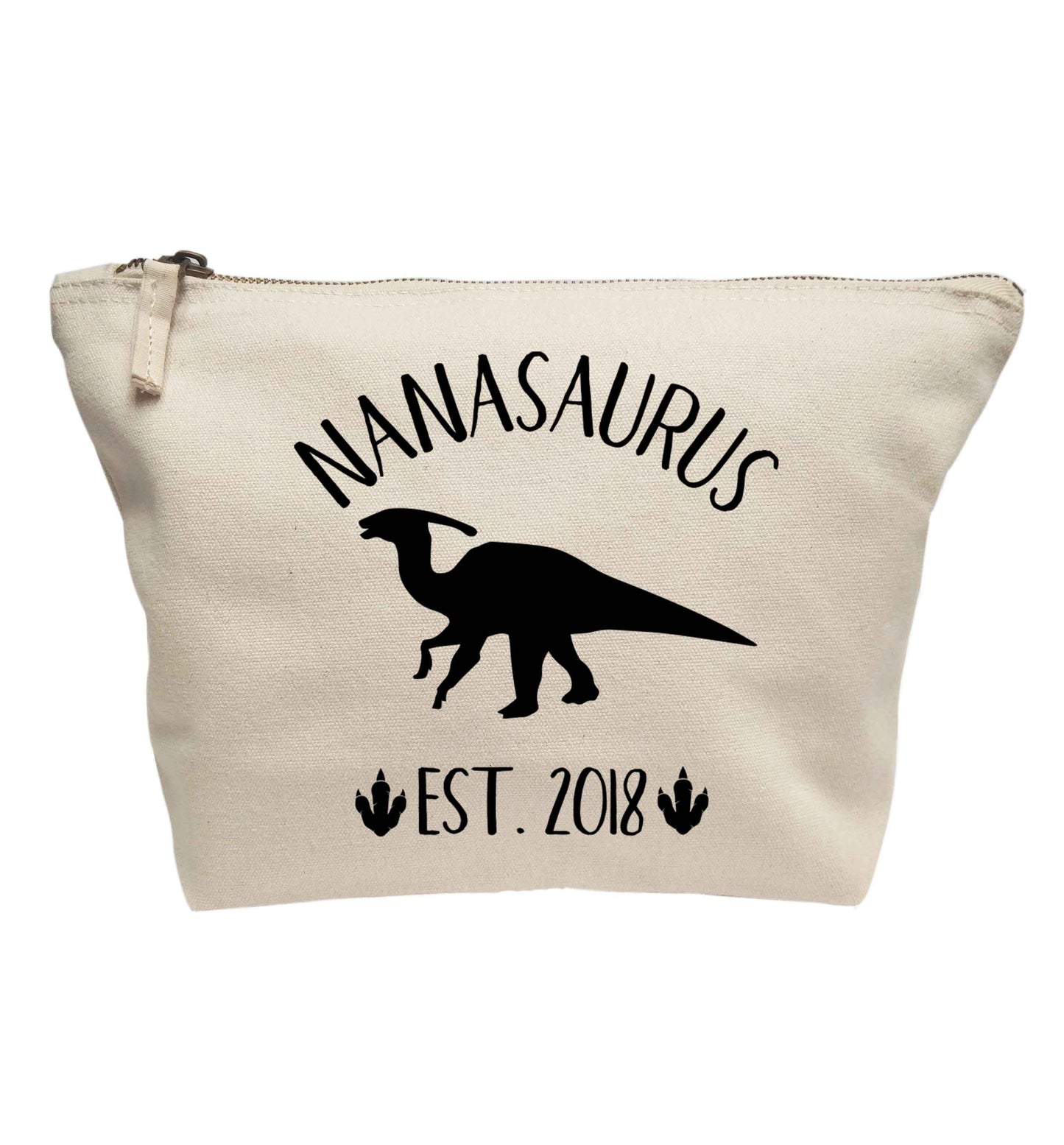 Personalised nanasaurus since (custom date) | makeup / wash bag