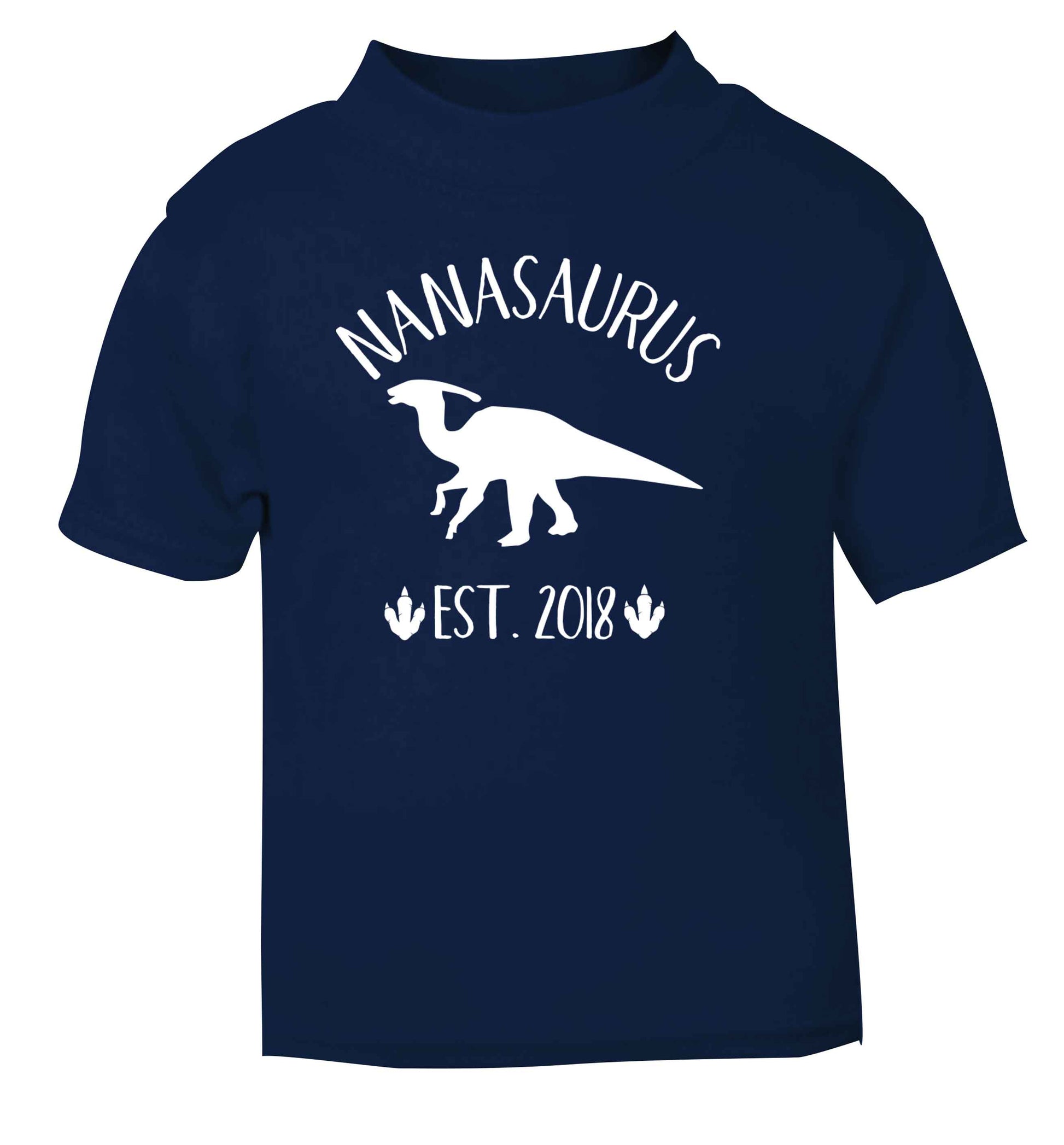 Personalised nanasaurus since (custom date) navy Baby Toddler Tshirt 2 Years