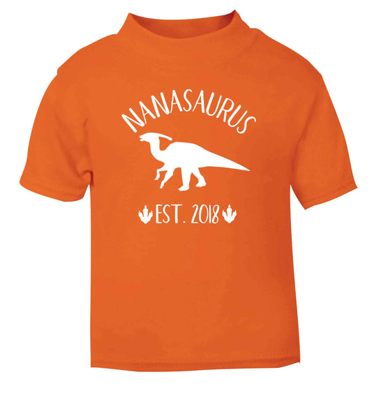 Personalised nanasaurus since (custom date) orange Baby Toddler Tshirt 2 Years