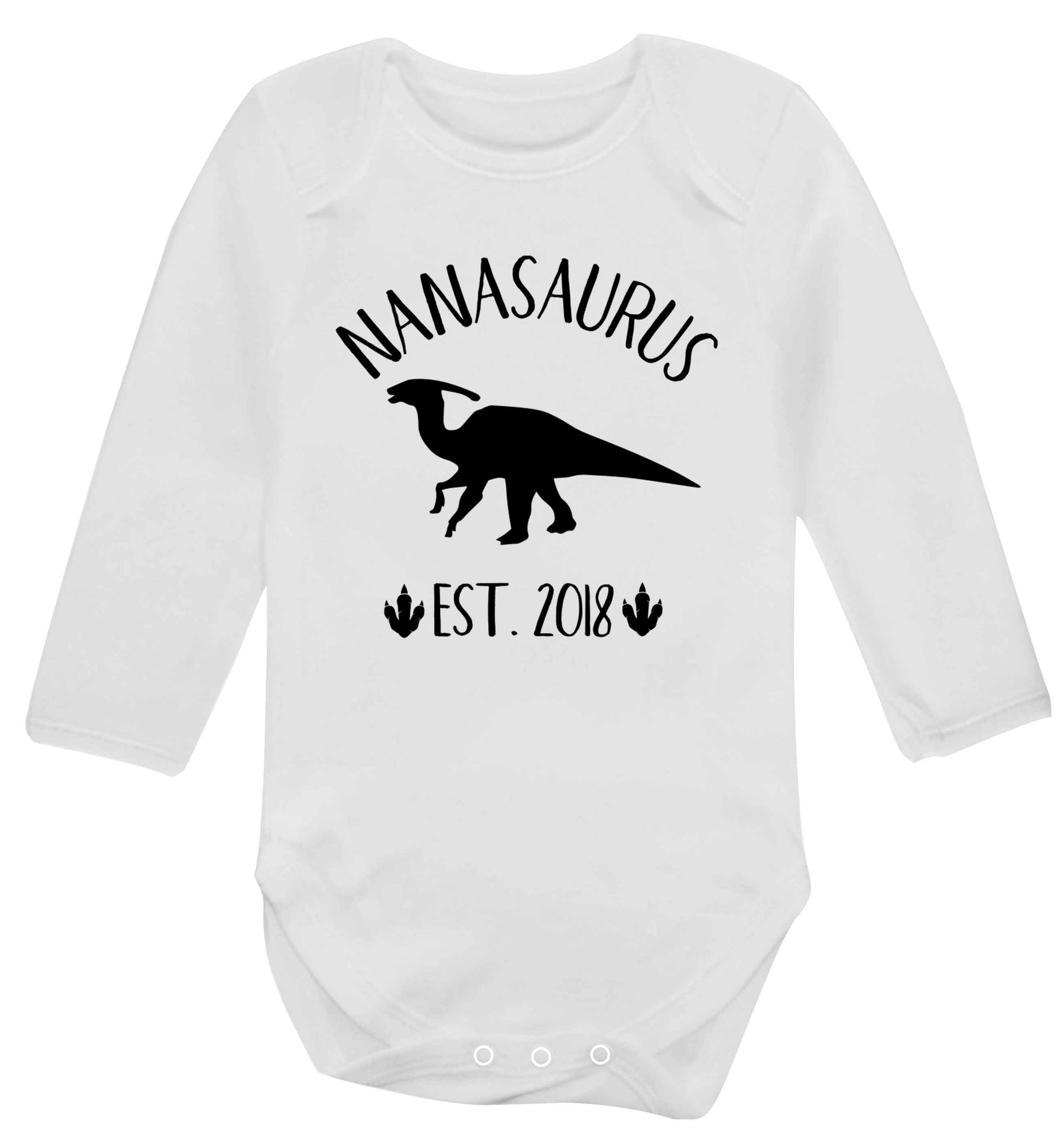 Personalised nanasaurus since (custom date) Baby Vest long sleeved white 6-12 months