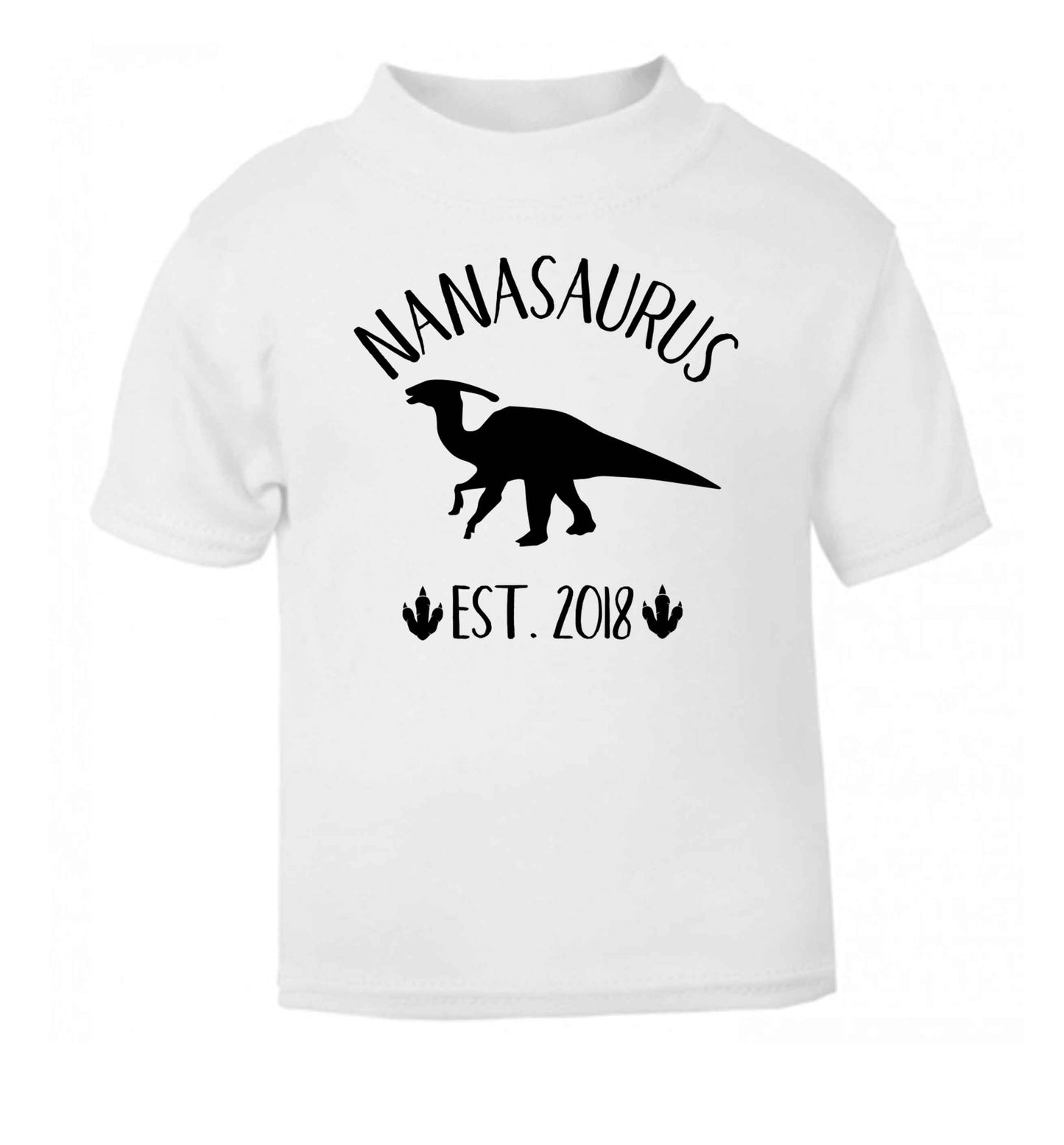 Personalised nanasaurus since (custom date) white Baby Toddler Tshirt 2 Years