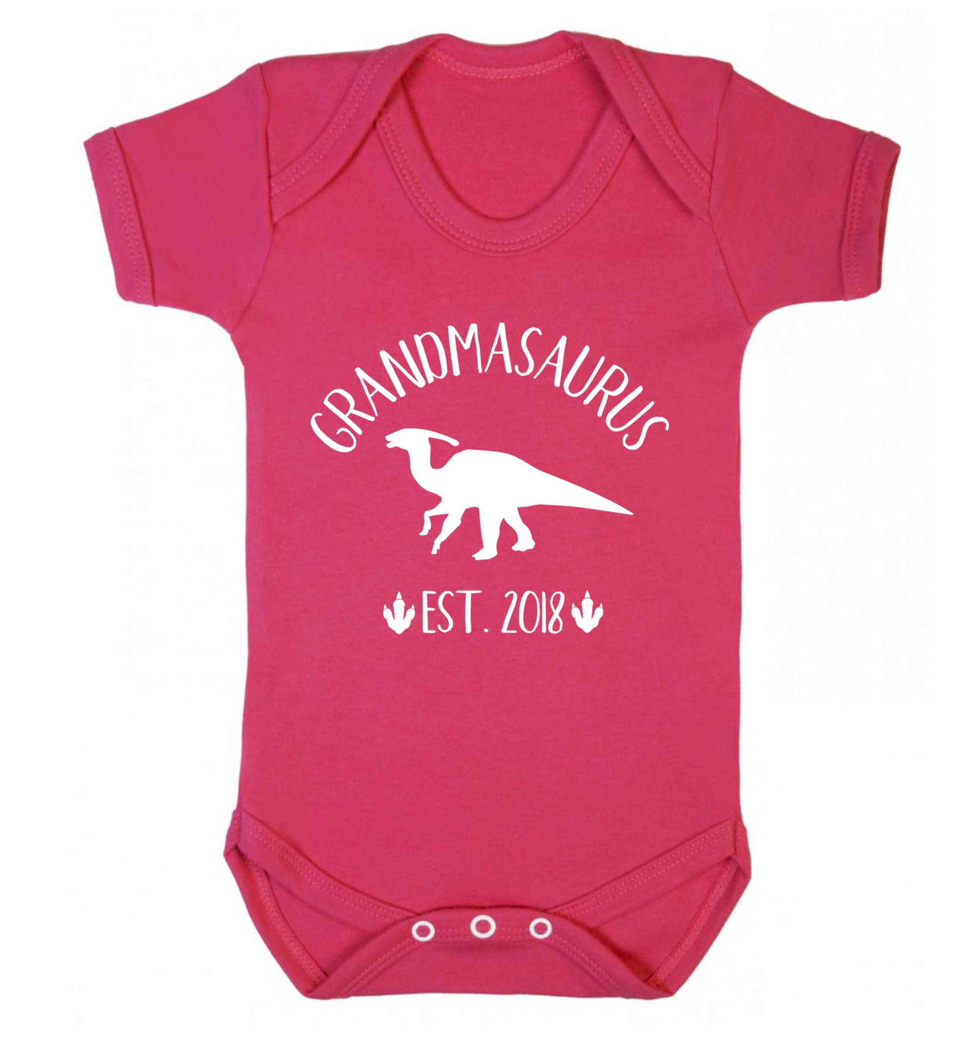 Personalised grandmasaurus since (custom date) Baby Vest dark pink 18-24 months
