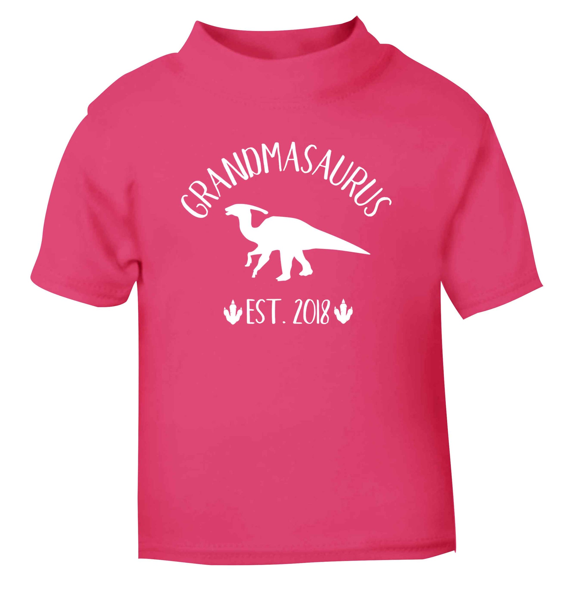 Personalised grandmasaurus since (custom date) pink Baby Toddler Tshirt 2 Years