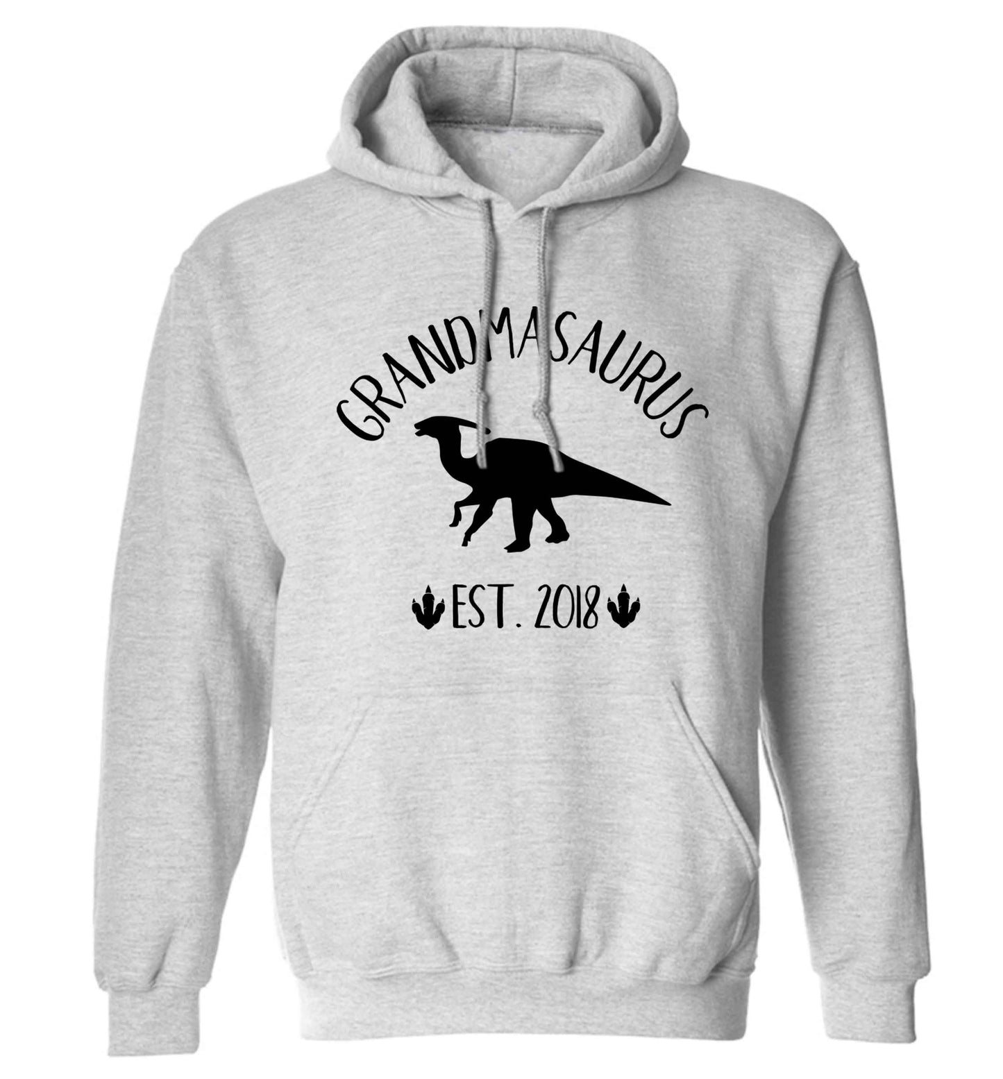 Personalised grandmasaurus since (custom date) adults unisex grey hoodie 2XL