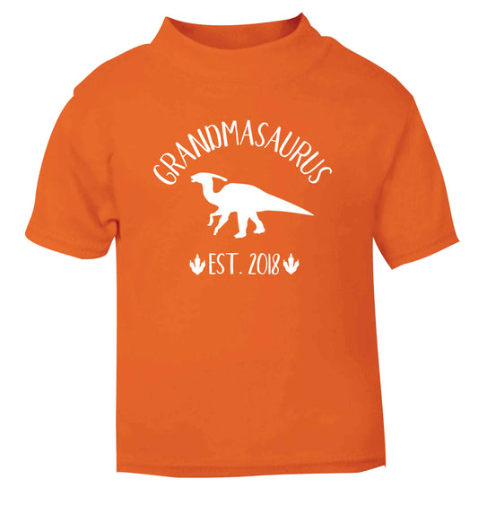 Personalised grandmasaurus since (custom date) orange Baby Toddler Tshirt 2 Years