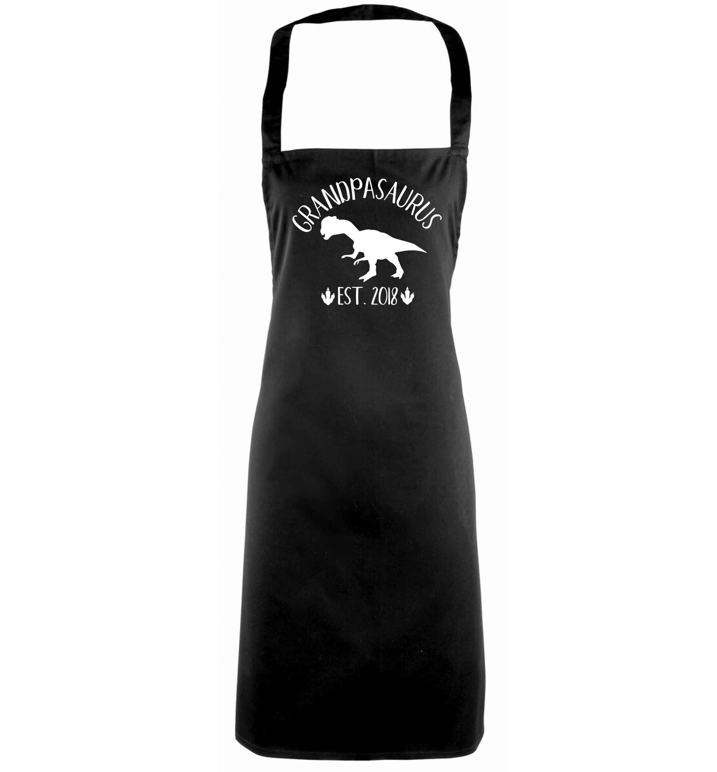 Personalised grandpasaurus since (custom date) black apron