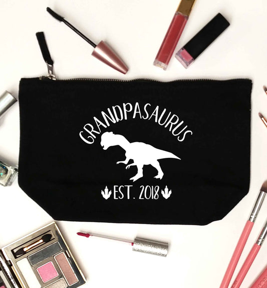 Personalised grandpasaurus since (custom date) black makeup bag