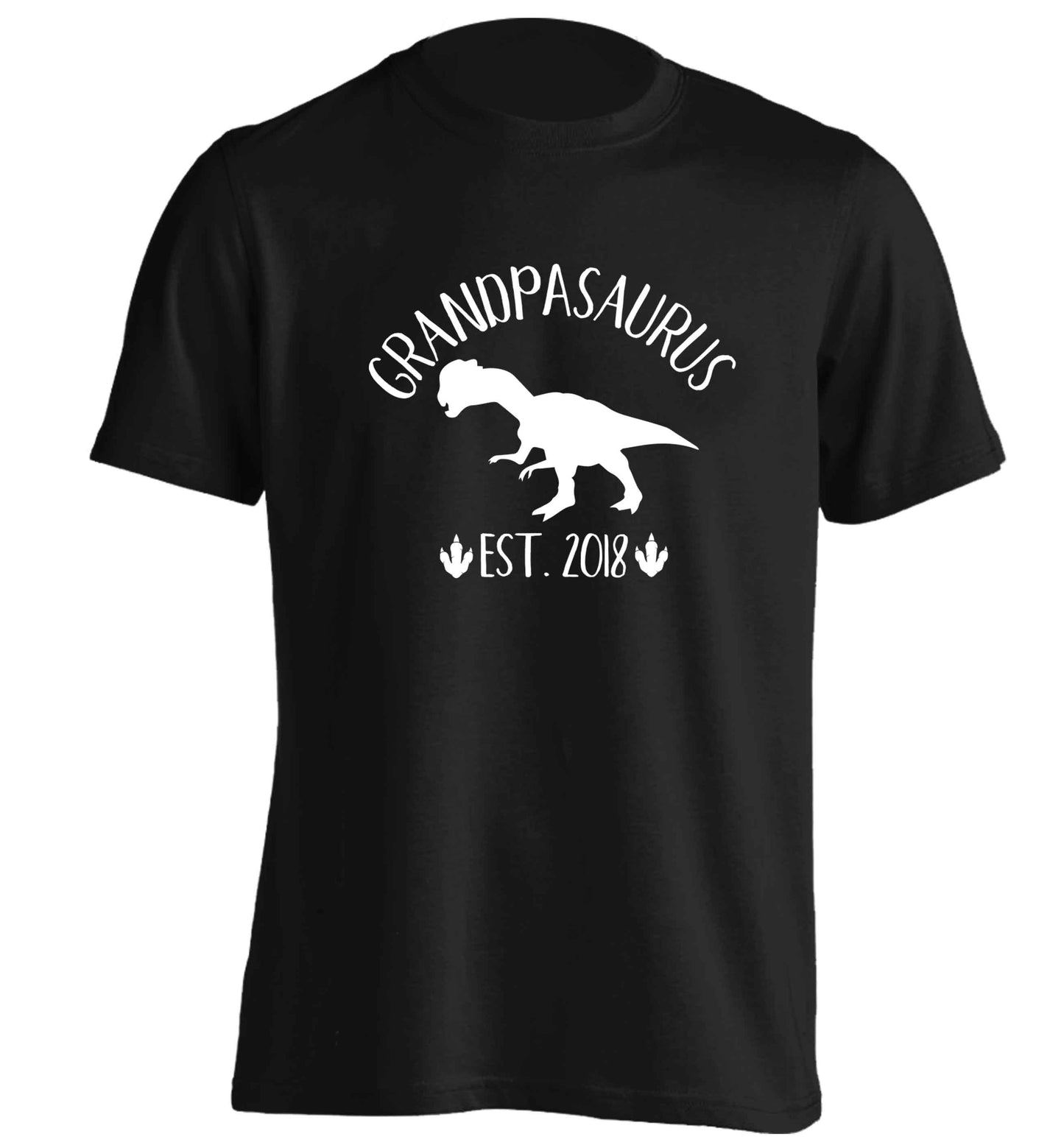 Personalised grandpasaurus since (custom date) adults unisex black Tshirt 2XL
