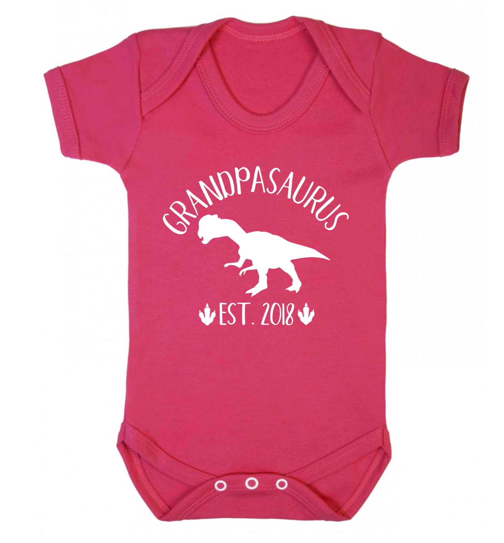 Personalised grandpasaurus since (custom date) Baby Vest dark pink 18-24 months