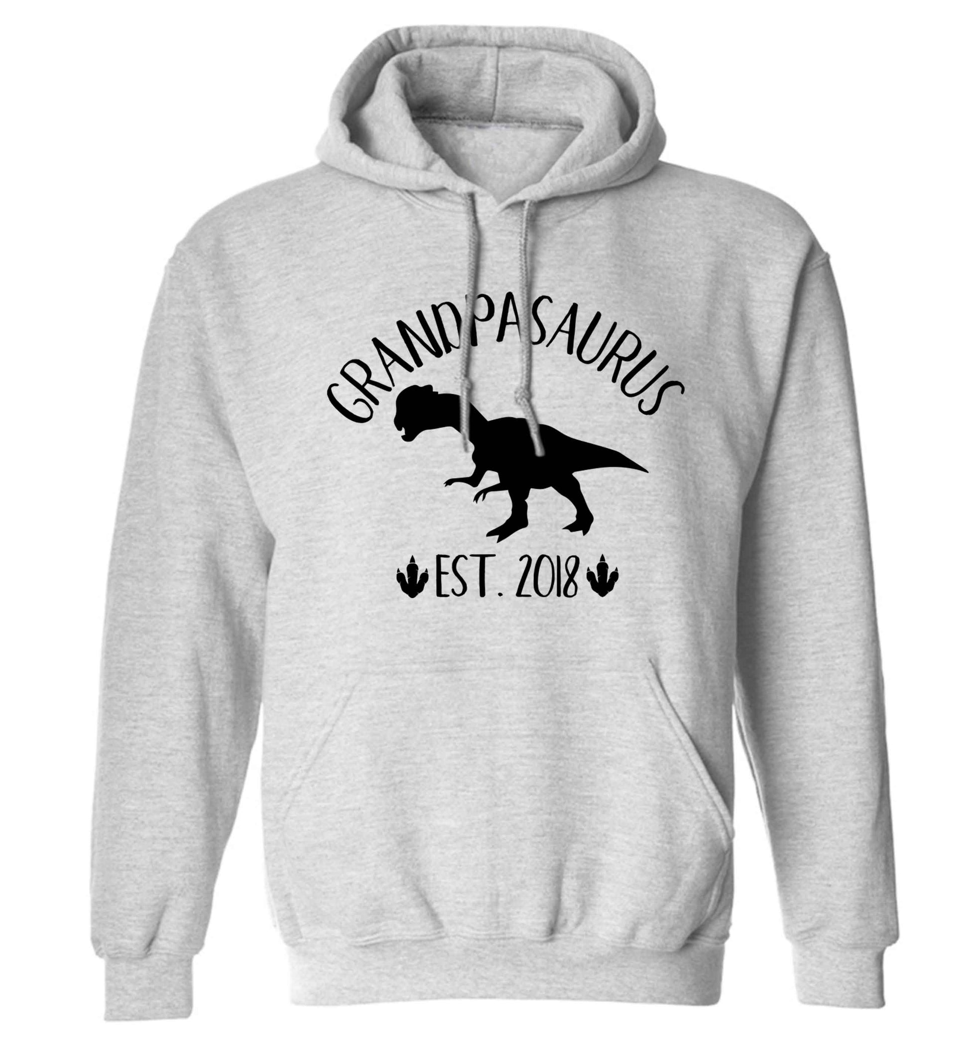 Personalised grandpasaurus since (custom date) adults unisex grey hoodie 2XL