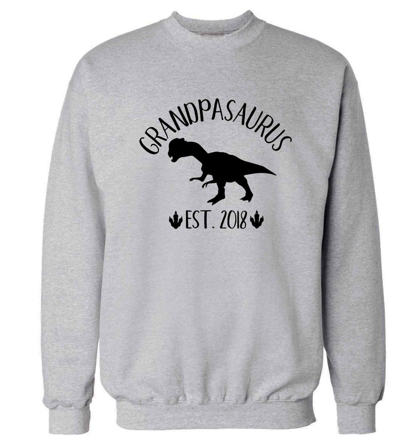 Personalised grandpasaurus since (custom date) Adult's unisex grey Sweater 2XL