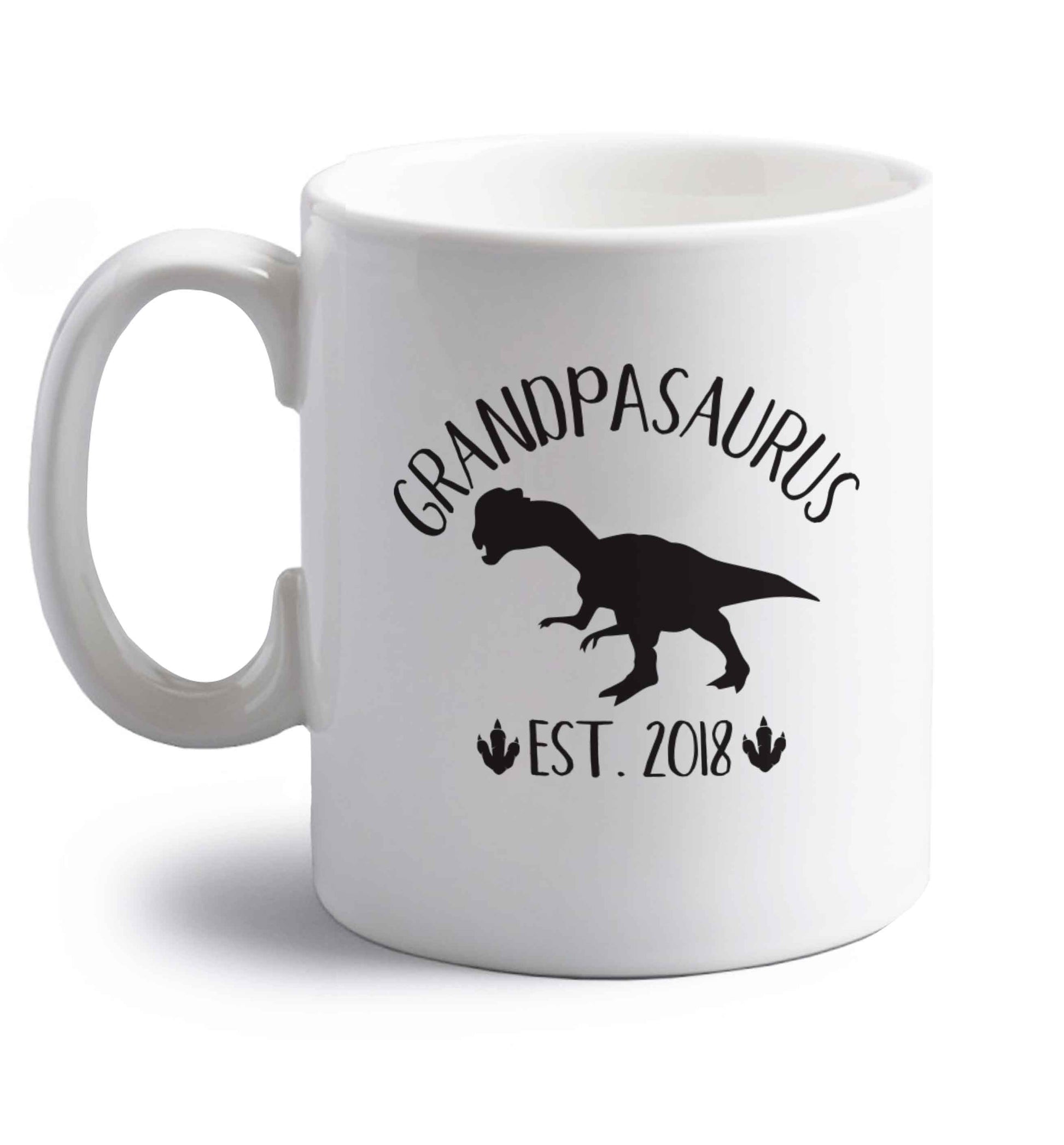 Personalised grandpasaurus since (custom date) right handed white ceramic mug 