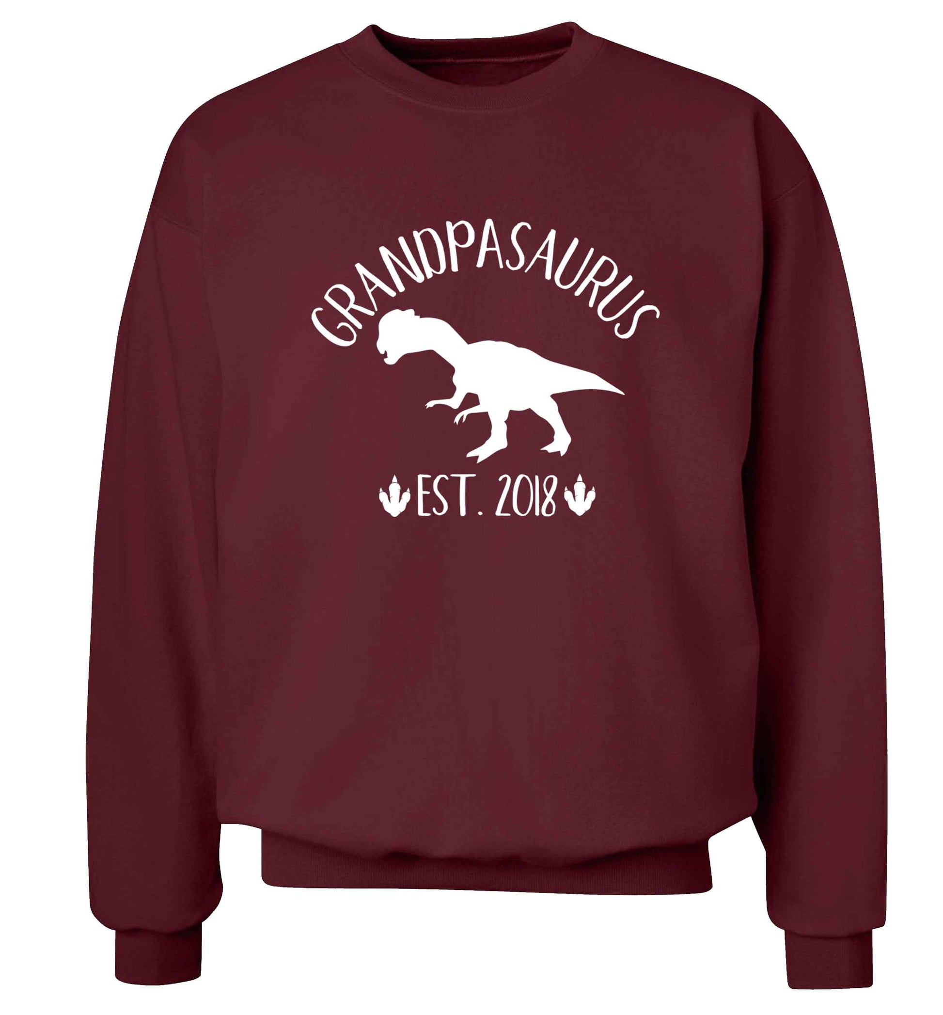 Personalised grandpasaurus since (custom date) Adult's unisex maroon Sweater 2XL
