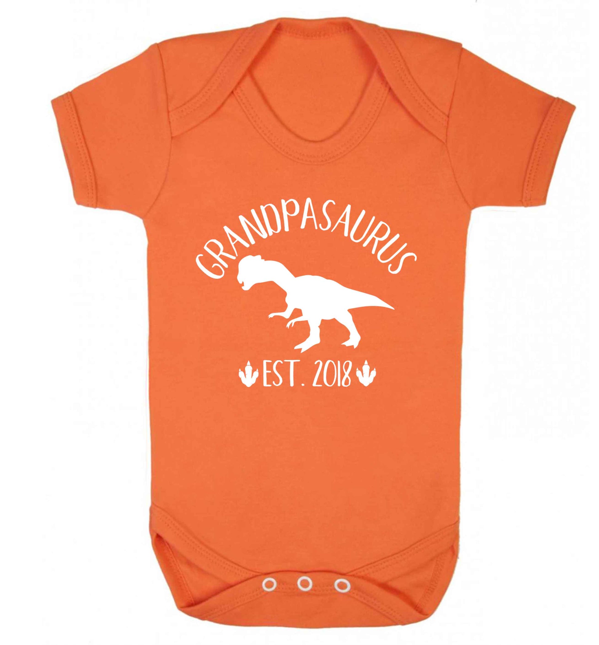 Personalised grandpasaurus since (custom date) Baby Vest orange 18-24 months