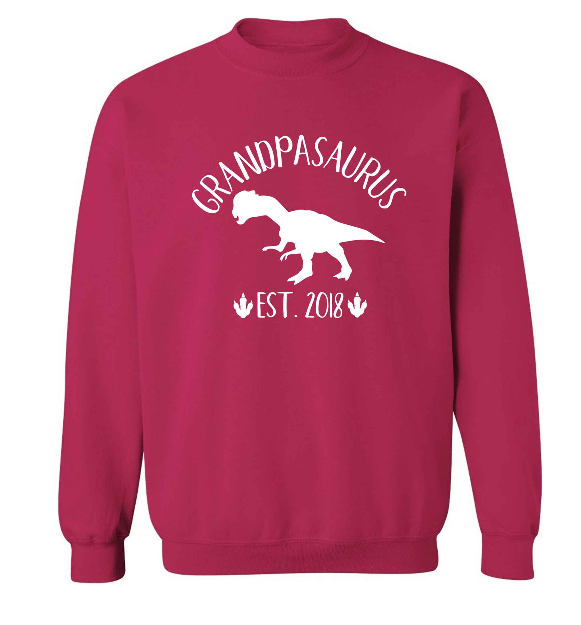 Personalised grandpasaurus since (custom date) Adult's unisex pink Sweater 2XL