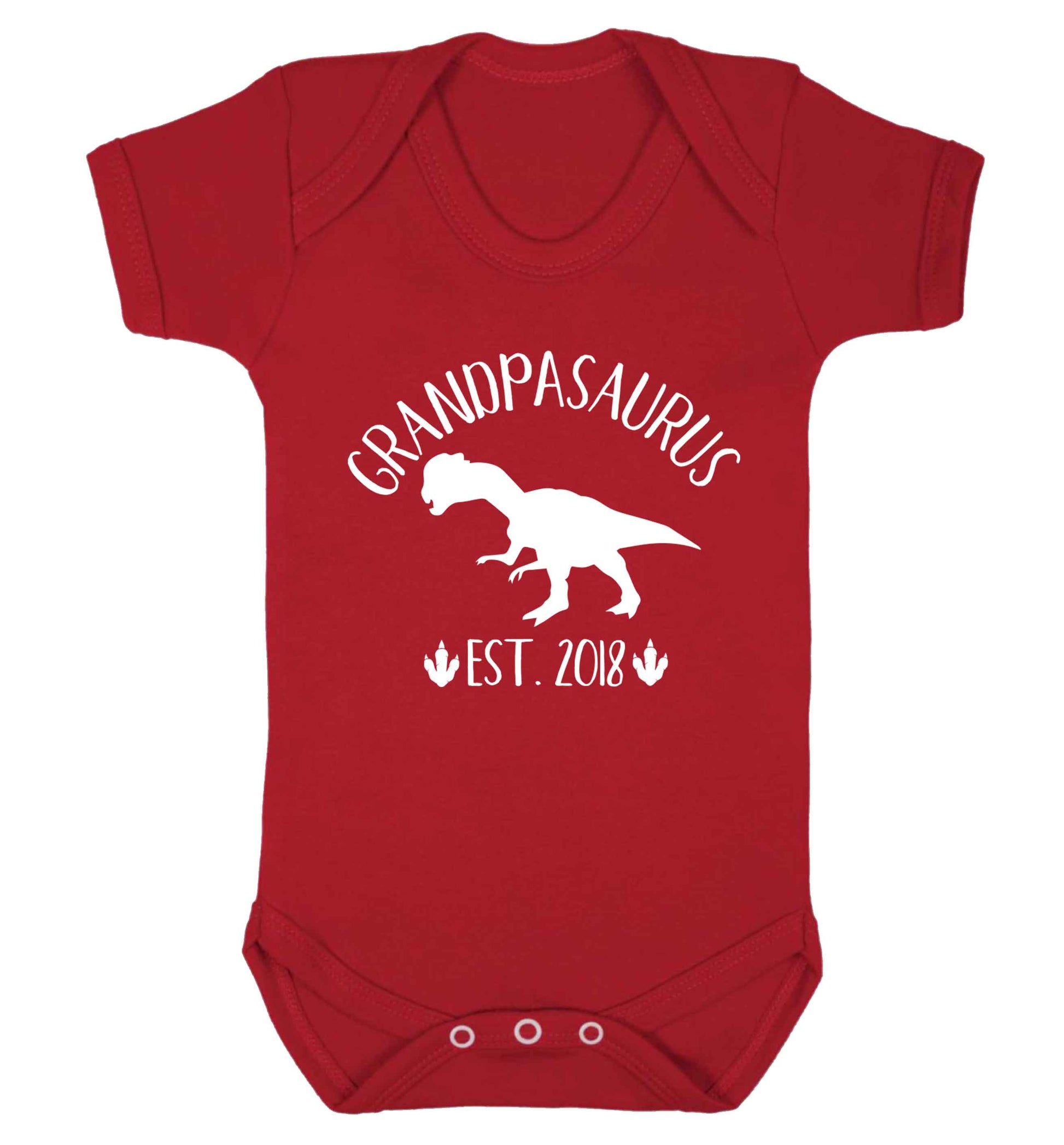 Personalised grandpasaurus since (custom date) Baby Vest red 18-24 months