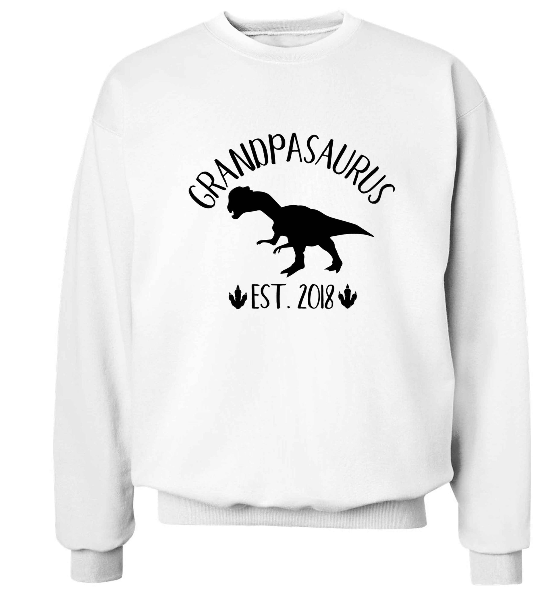 Personalised grandpasaurus since (custom date) Adult's unisex white Sweater 2XL