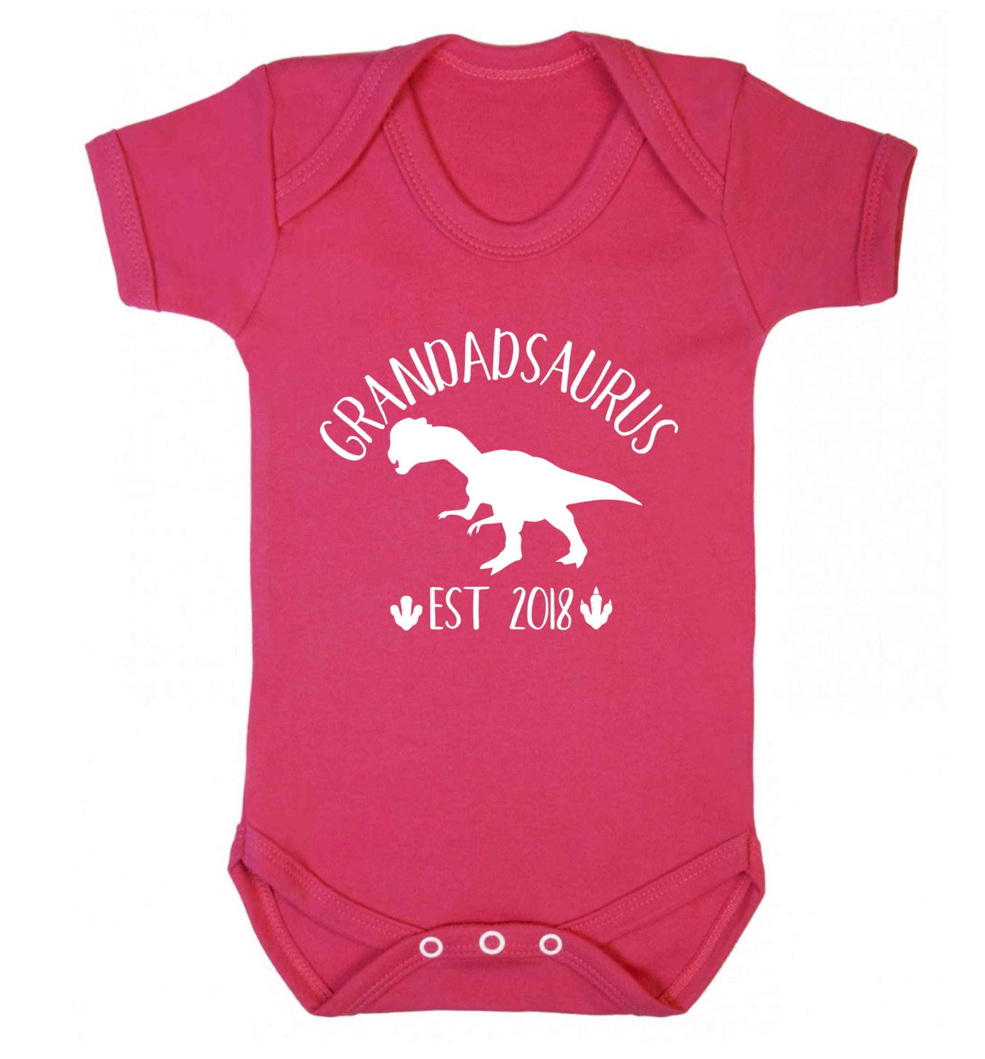 Personalised grandadsaurus since (custom date) Baby Vest dark pink 18-24 months
