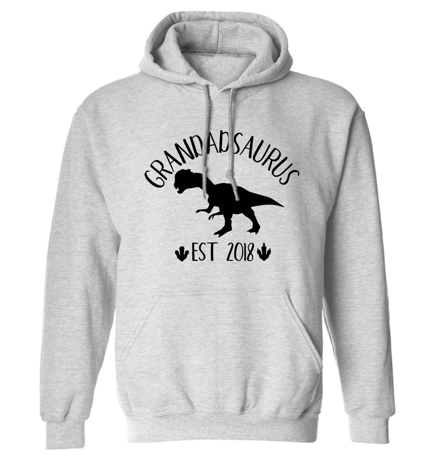 Personalised grandadsaurus since (custom date) adults unisex grey hoodie 2XL
