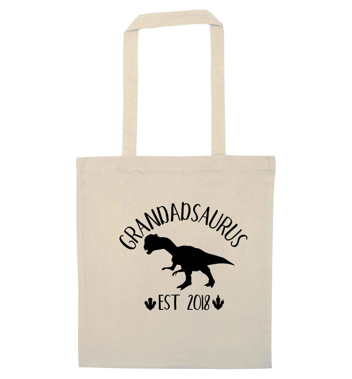 Personalised grandadsaurus since (custom date) natural tote bag