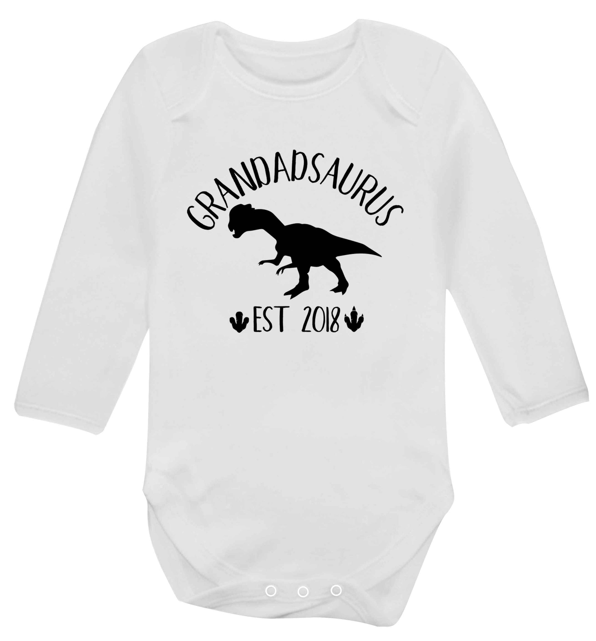 Personalised grandadsaurus since (custom date) Baby Vest long sleeved white 6-12 months