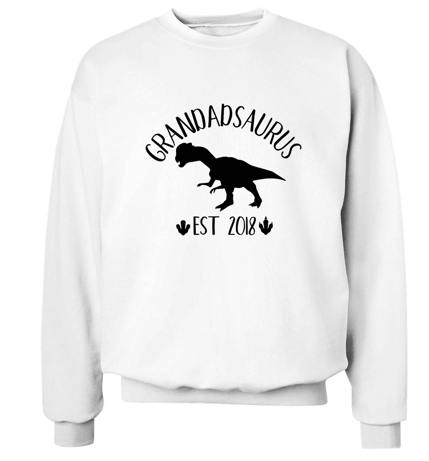 Personalised grandadsaurus since (custom date) Adult's unisex white Sweater 2XL