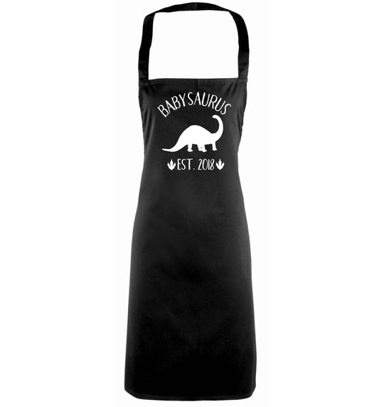 Personalised babysaurus since (custom date) black apron