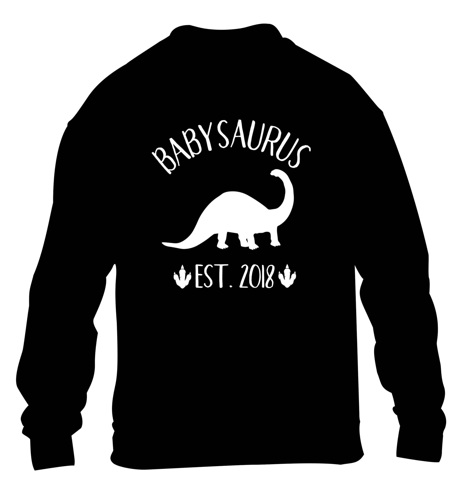 Personalised babysaurus since (custom date) children's black sweater 12-13 Years