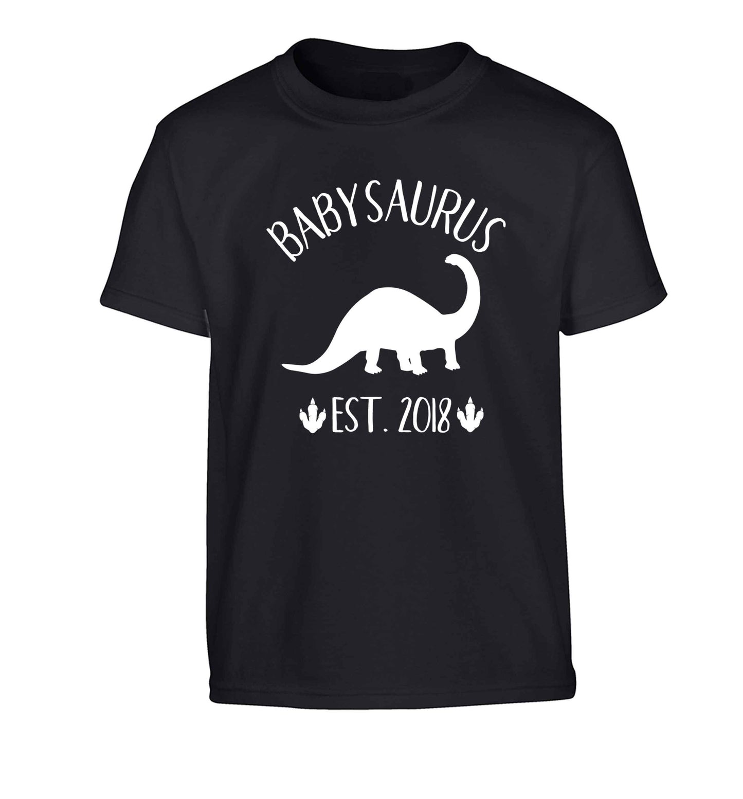 Personalised babysaurus since (custom date) Children's black Tshirt 12-13 Years