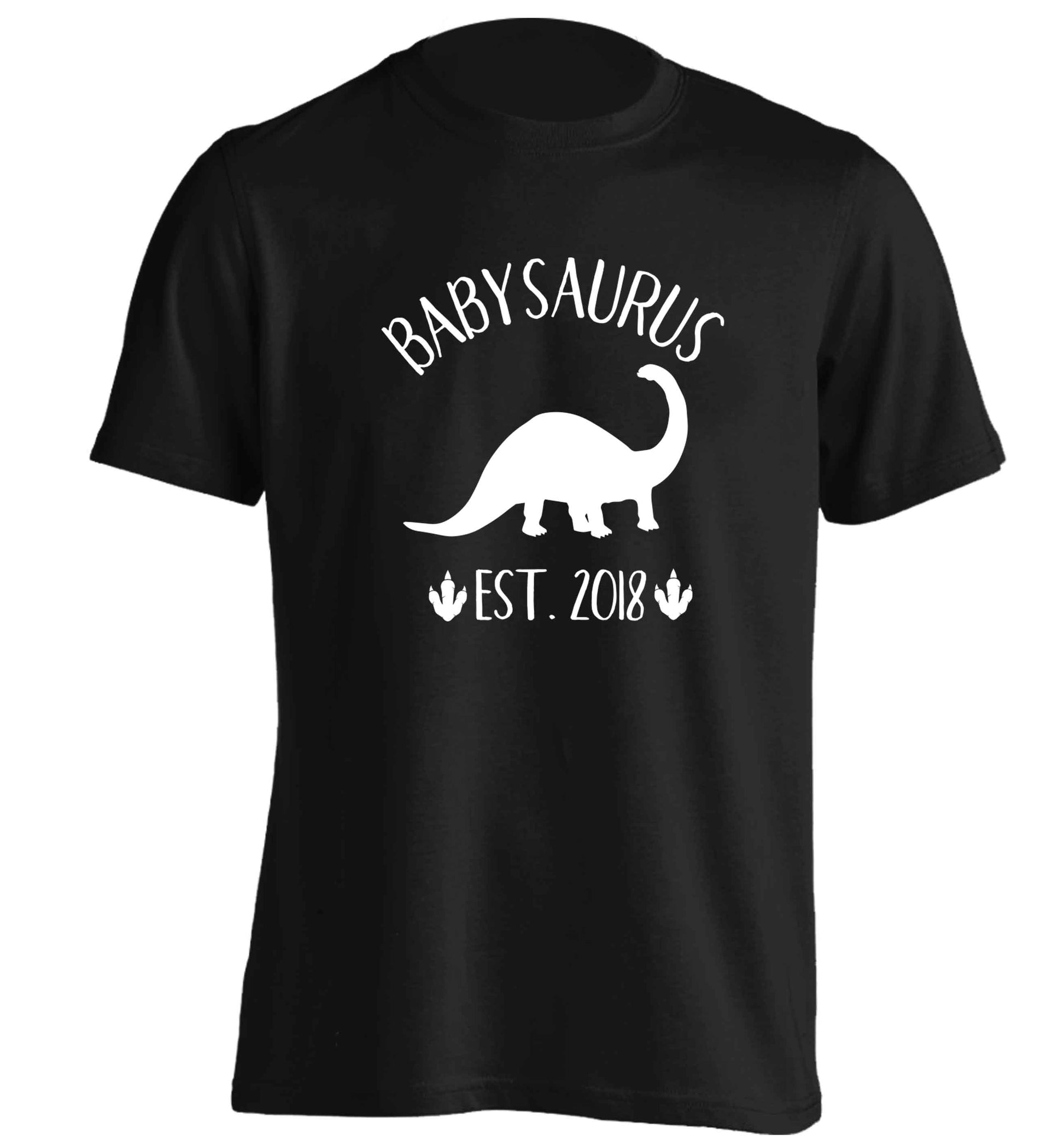 Personalised babysaurus since (custom date) adults unisex black Tshirt 2XL