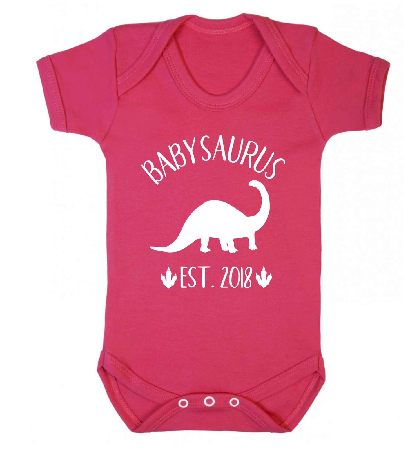 Personalised babysaurus since (custom date) Baby Vest dark pink 18-24 months
