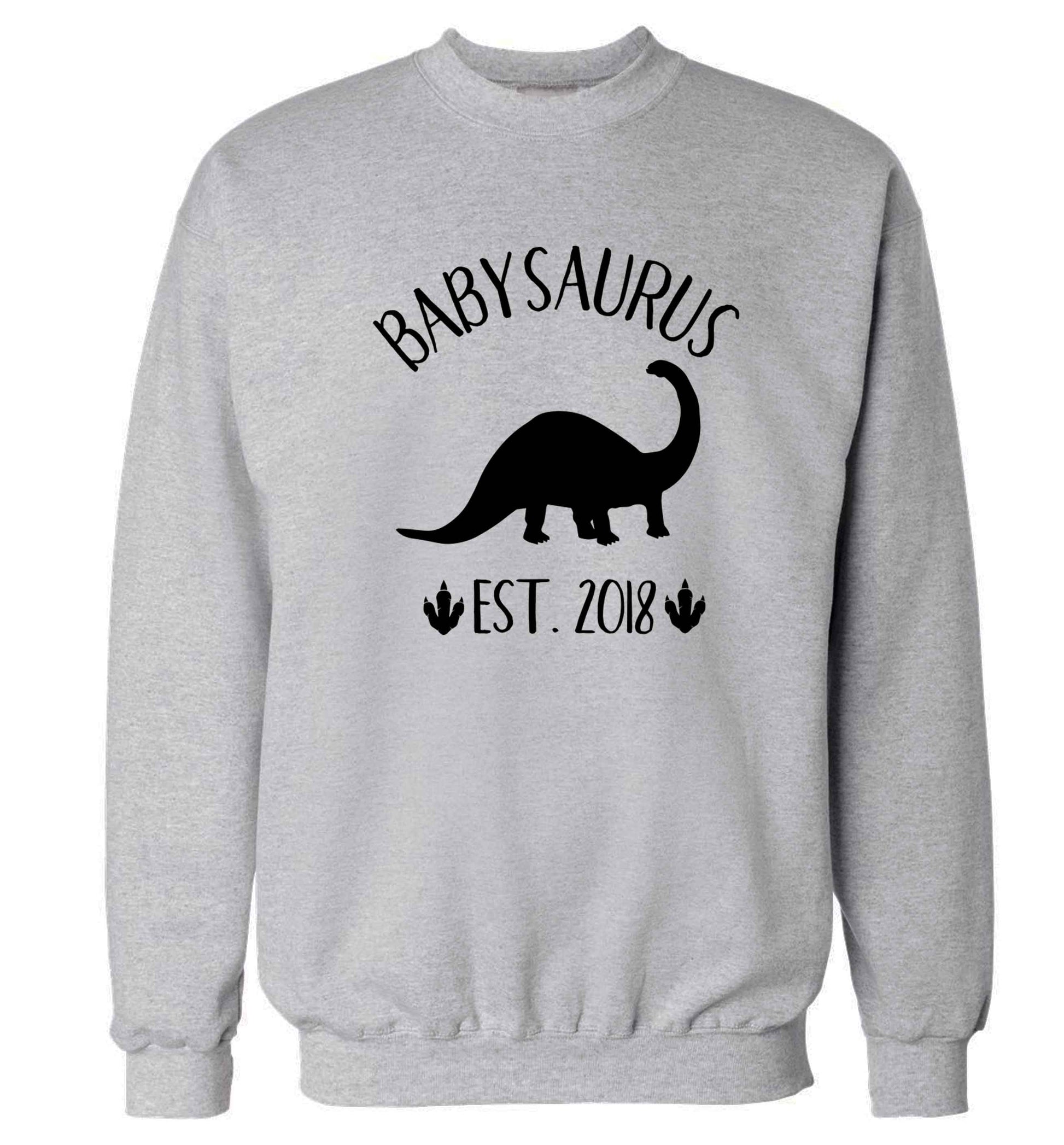 Personalised babysaurus since (custom date) Adult's unisex grey Sweater 2XL